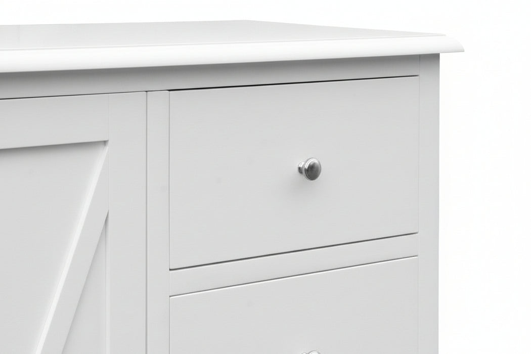 Hampton Wooden Tallboy White 100cm