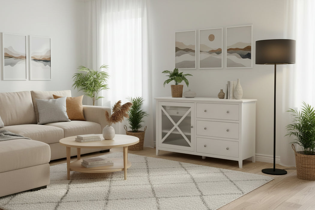 140cm Hampton White Sideboard Buffet