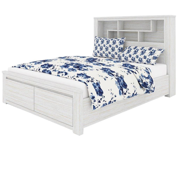 White Wash Queen Bed - Manly