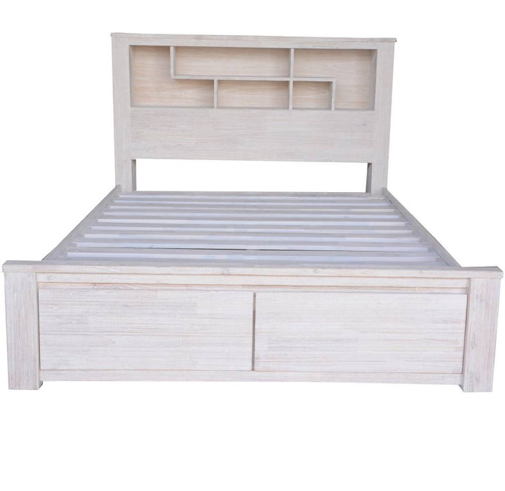 White Wash Queen Bed - Manly