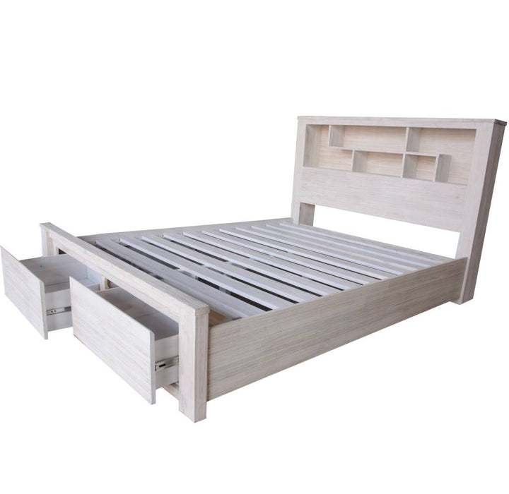 White Wash Queen Bed - Manly