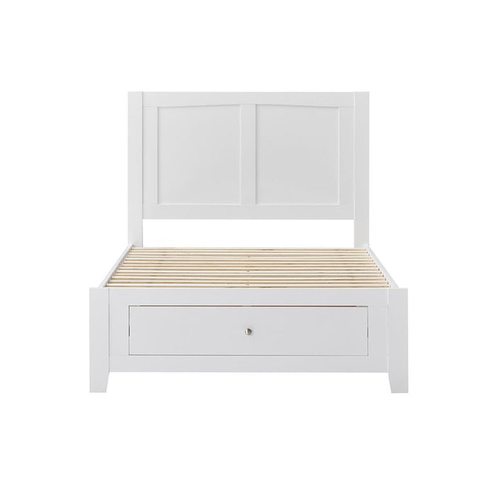 Lunar White King Single Bed Frame with Drawer