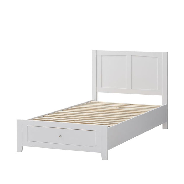 Lunar White King Single Bed Frame with Drawer
