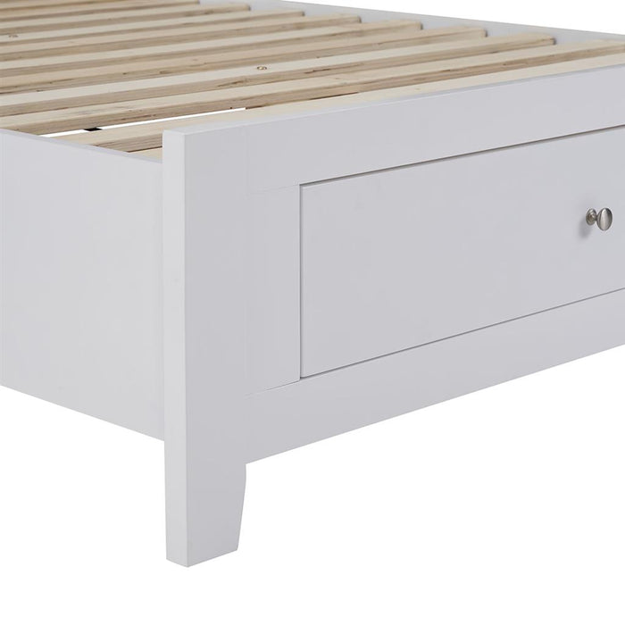 Lunar White King Single Bed Frame with Drawer