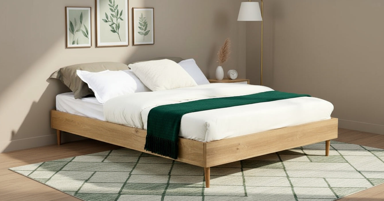 Petra Queen Bed Base - Oak