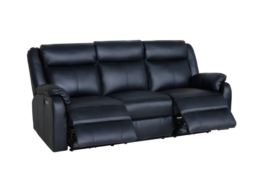 Black Pinnacle 3 + 2 +1 Electric Recliner Lounge in Full Leather