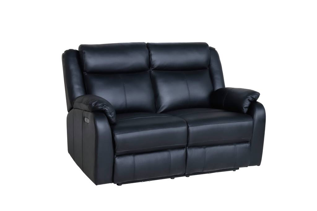 Black Pinnacle 3 + 2 +1 Electric Recliner Lounge in Full Leather