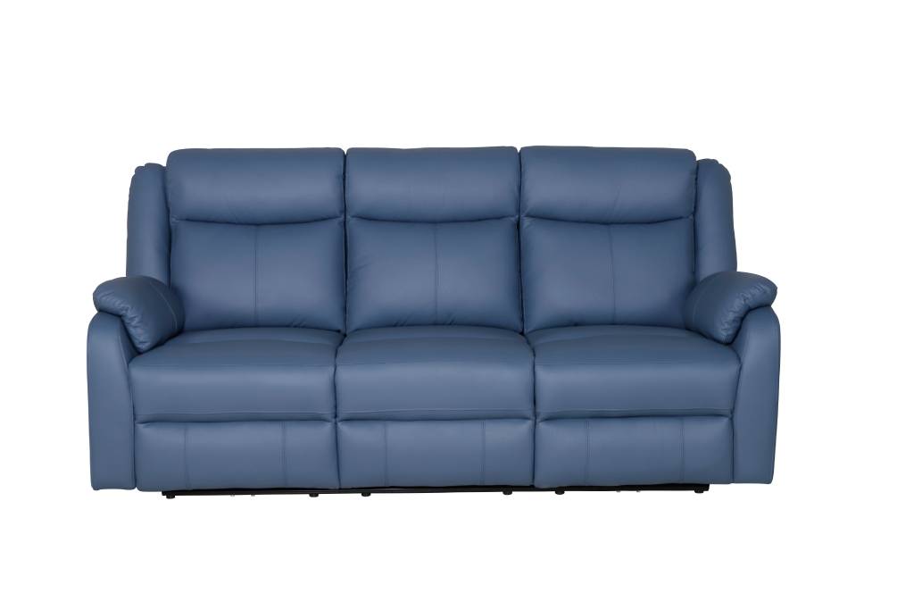 Pinnacle 3 + 1 +1 Electric Recliner Lounge in Full Leather - Blue