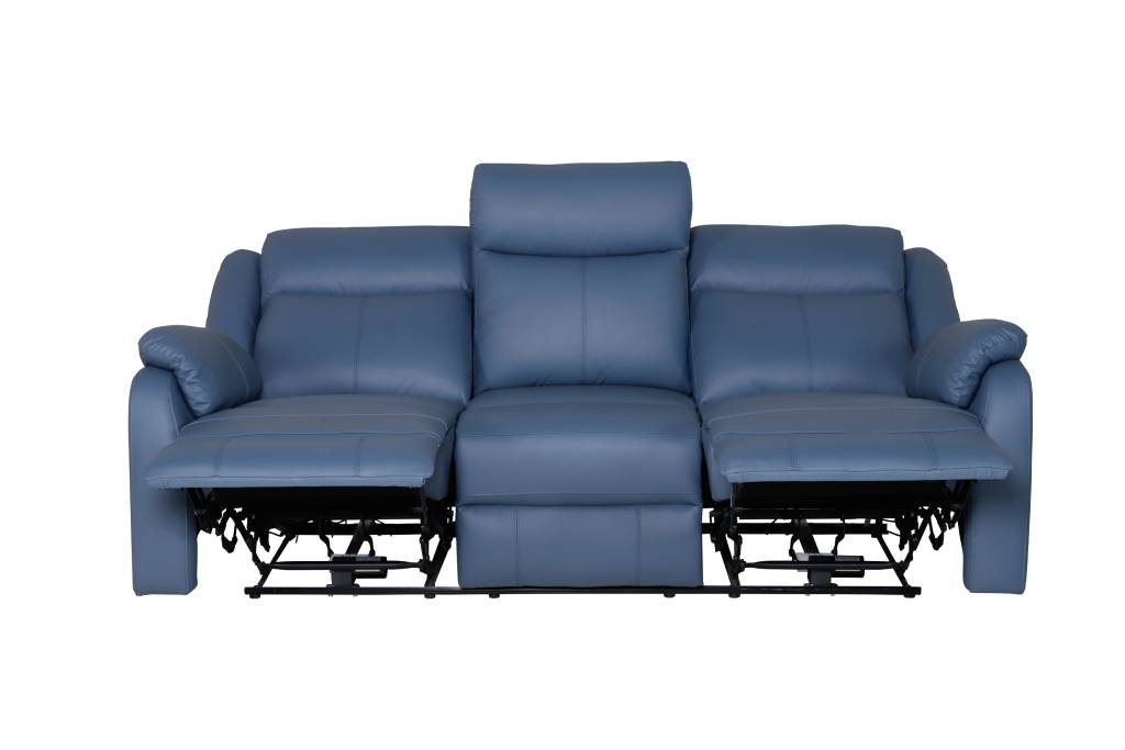 Pinnacle 3 + 1 +1 Electric Recliner Lounge in Full Leather - Blue