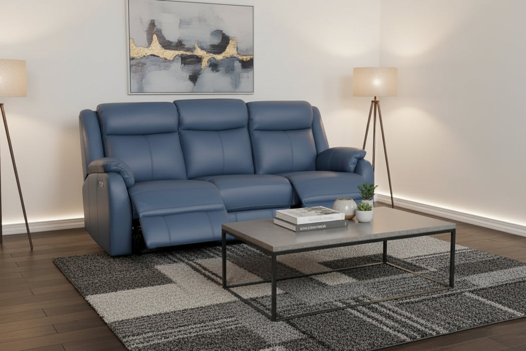 Summit 3 Seater Recliner in Full Leather, Marine