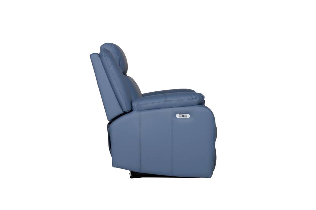Pinnacle 3 + 1 +1 Electric Recliner Lounge in Full Leather - Blue