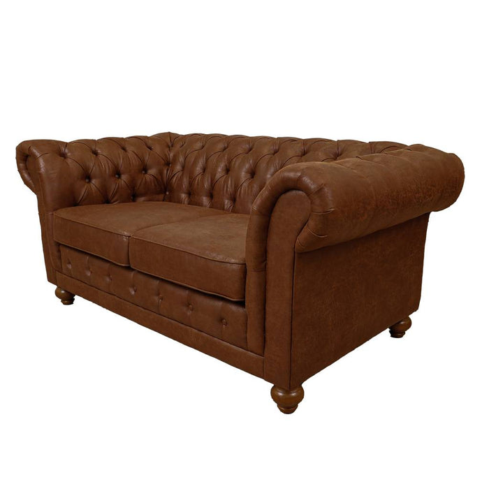 Winston 2 Seater Chesterfield Fabric Sofa Tan