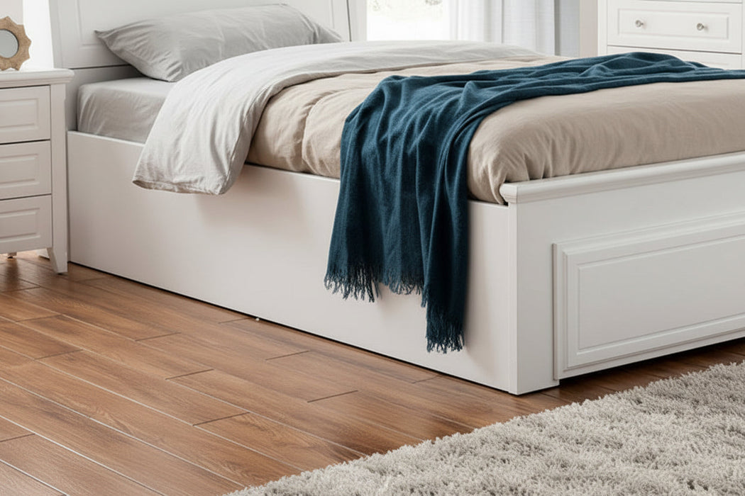 White Orland King Single Gas Lift Bed