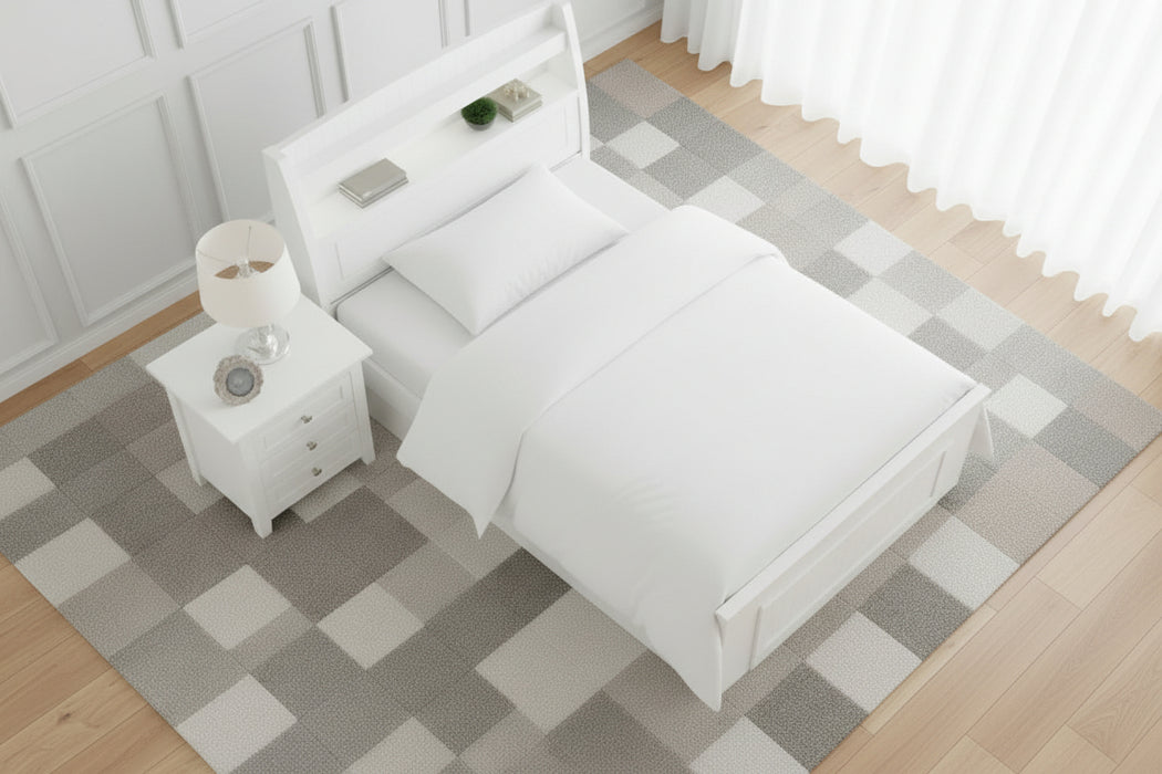 White Orland King Single Gas Lift Bed