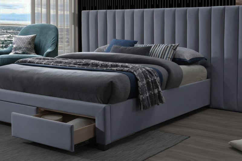 Merton Extendable Headboard King Size Bed – Grey