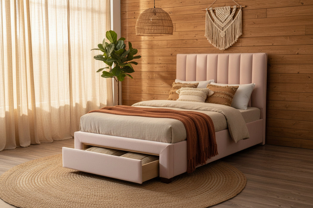 Nicole King Single Bed - Pink