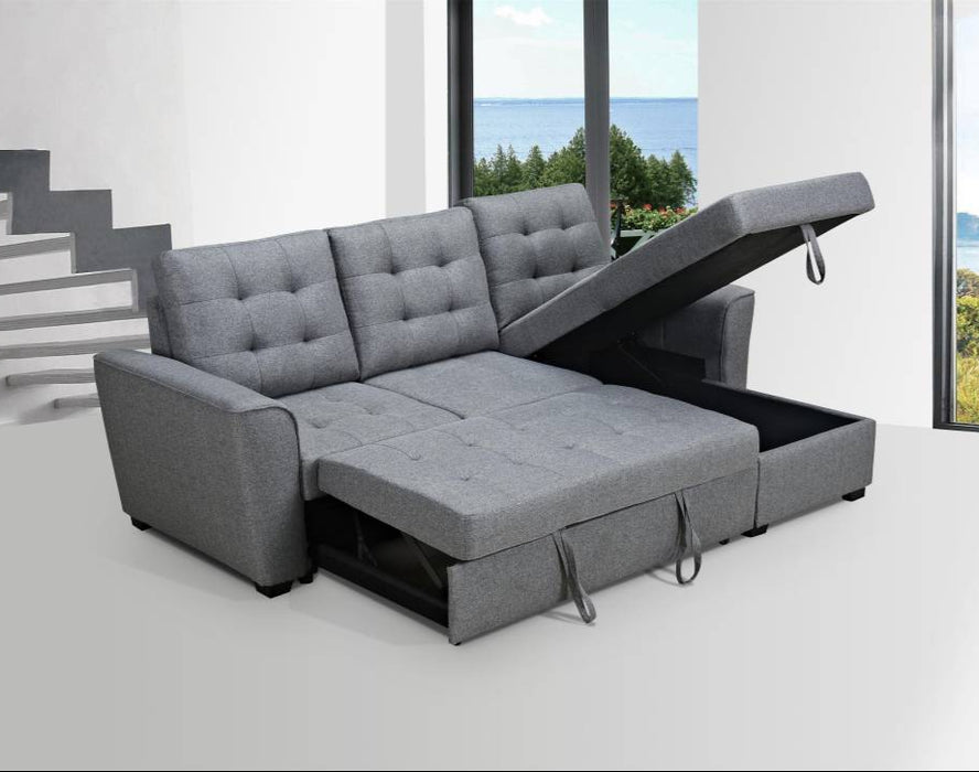 Arina 3 Seater Sofa Bed with Reversible Storage Chaise - Grey