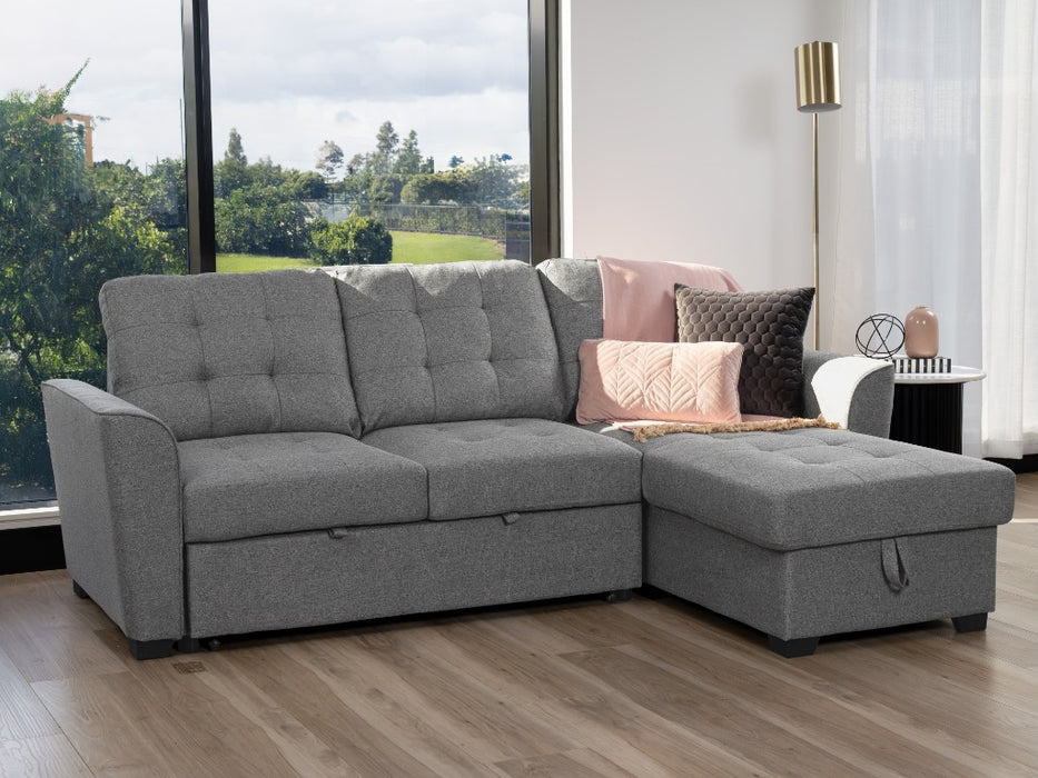 Arina 3 Seater Sofa Bed with Reversible Storage Chaise - Grey