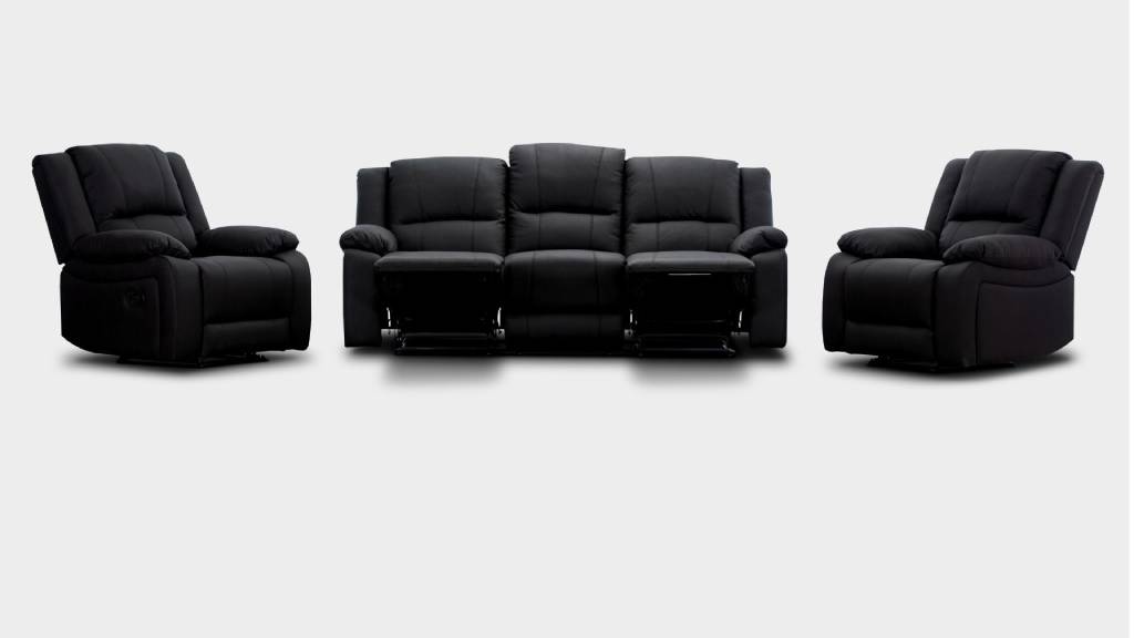 Linda 5 Seater Recliner Sofa Set - Black