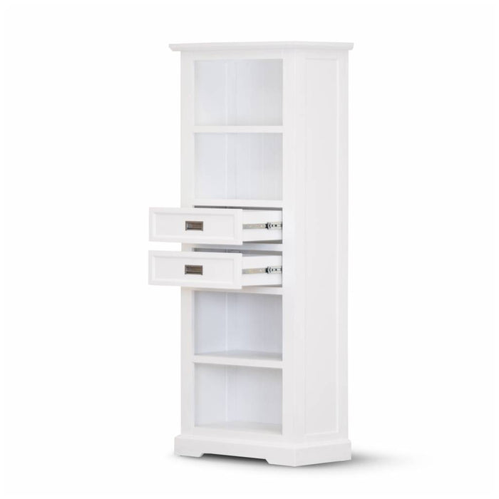 White Coastal 4 Tier Wooden Bookcase