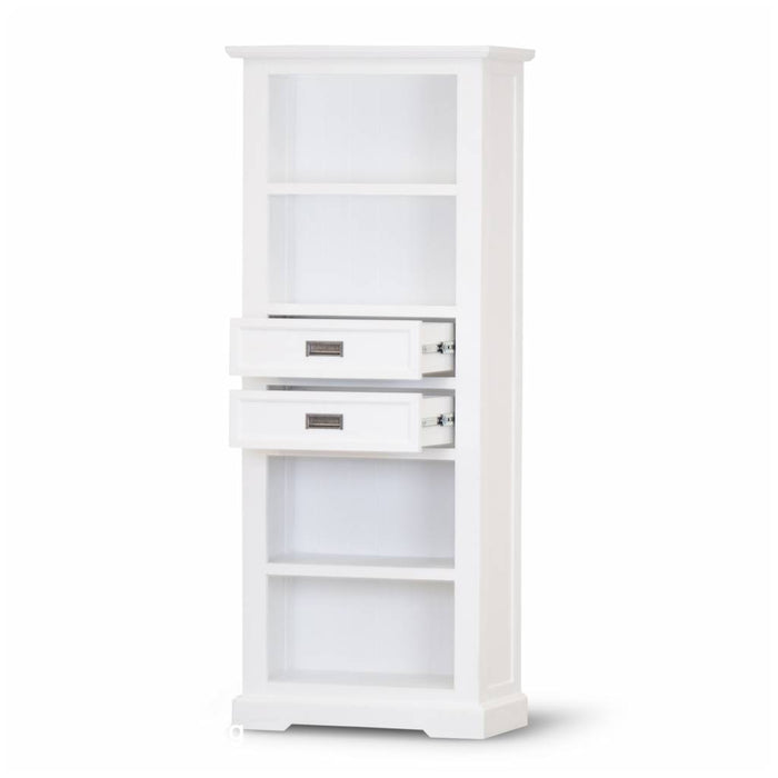 White Coastal 4 Tier Wooden Bookcase