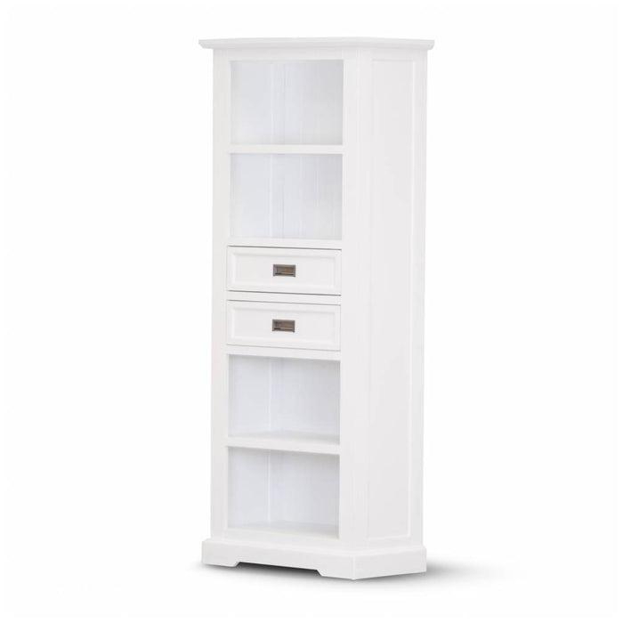 White Coastal 4 Tier Wooden Bookcase