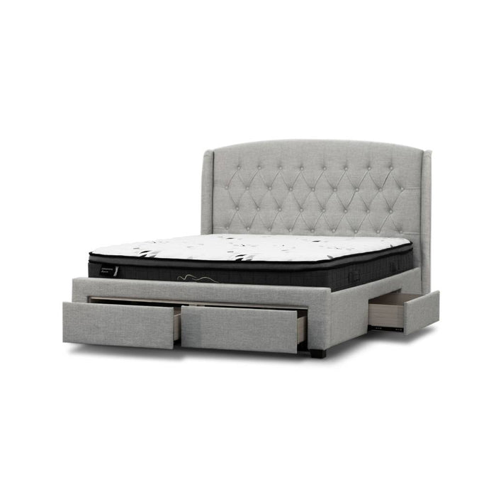 Grey Kingston Tufted Wingback Bed