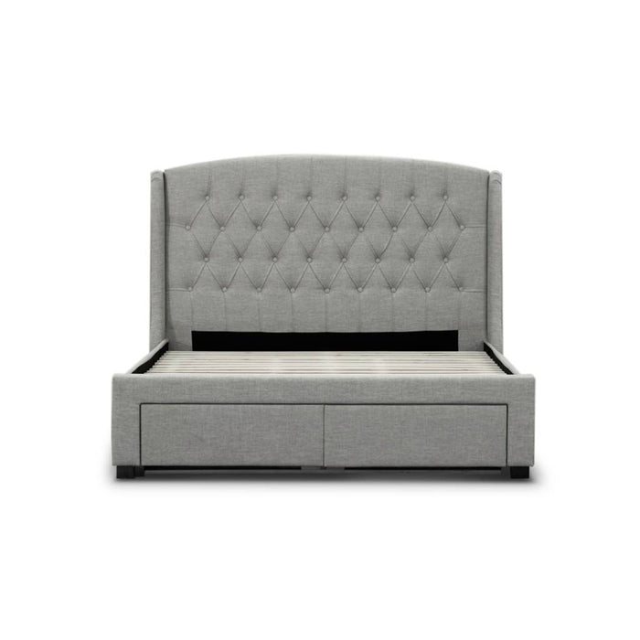 Grey Kingston Tufted Wingback Bed