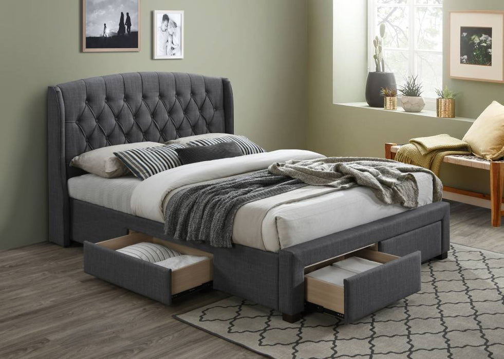Kingston King Bed Frame with 4 Drawers in Fabric