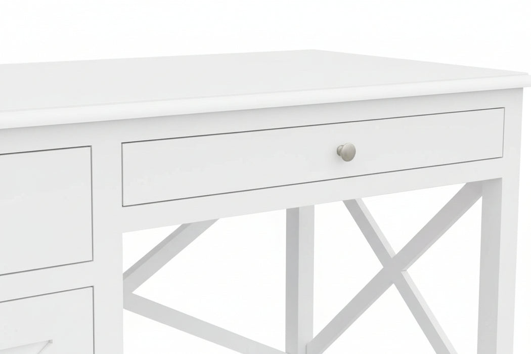 140cm Hampton Wooden White Desk