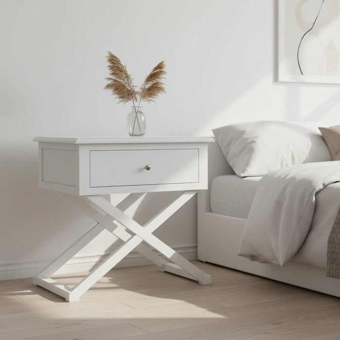 White Hampton Cross Side Table