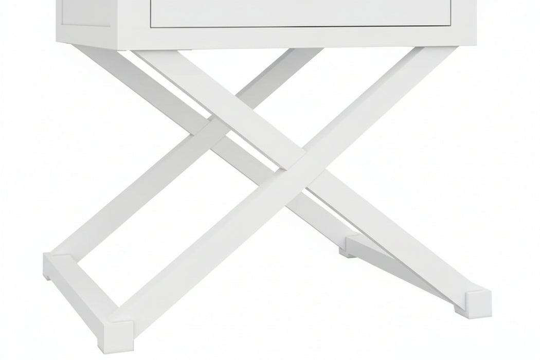 White Hampton Cross Side Table