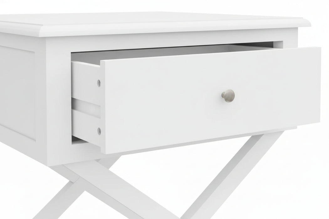 White Hampton Cross Side Table