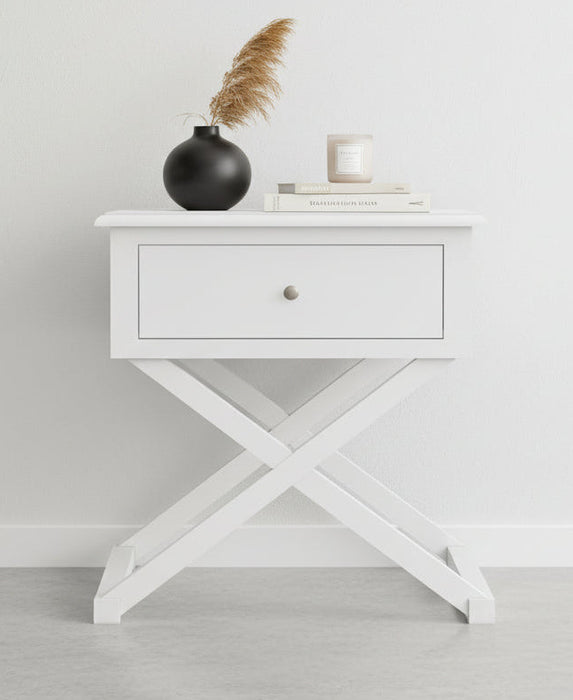 White Hampton Cross Side Table