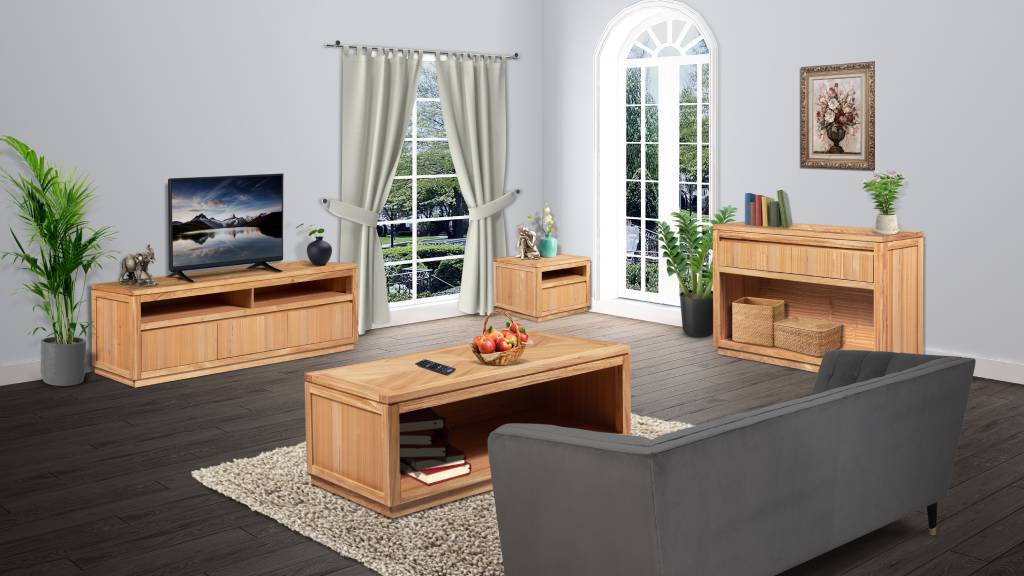 Highland 1.85m Medium 3 Drawer Entertainment Unit - Tasmanian Oak