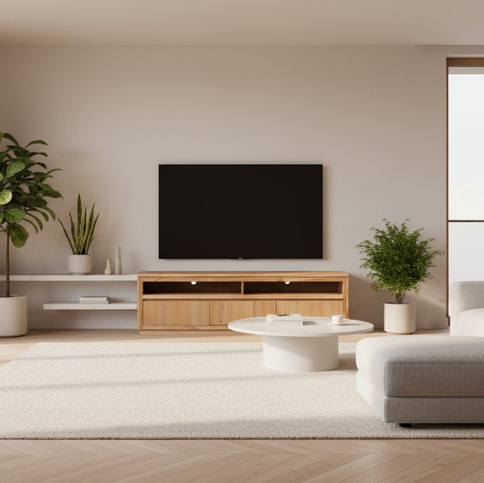 Highland 1.85m Medium 3 Drawer Entertainment Unit - Tasmanian Oak