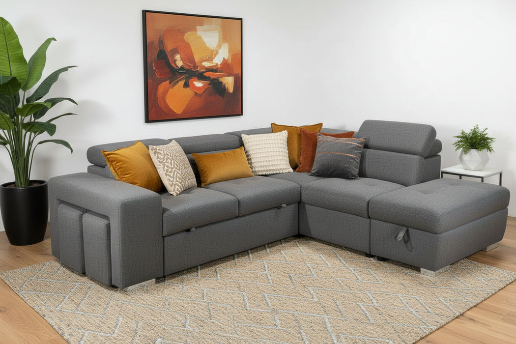 Hobart Sofa Bed in Fabric, Storm Grey