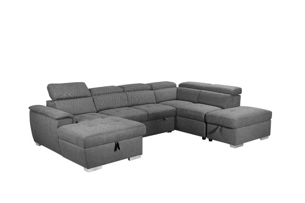 Madison 5 Seater Fabric Storage Sofa Bed Dark Grey