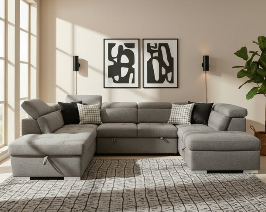 Belmont 5 Seater Fabric Sofa Bed in Grey