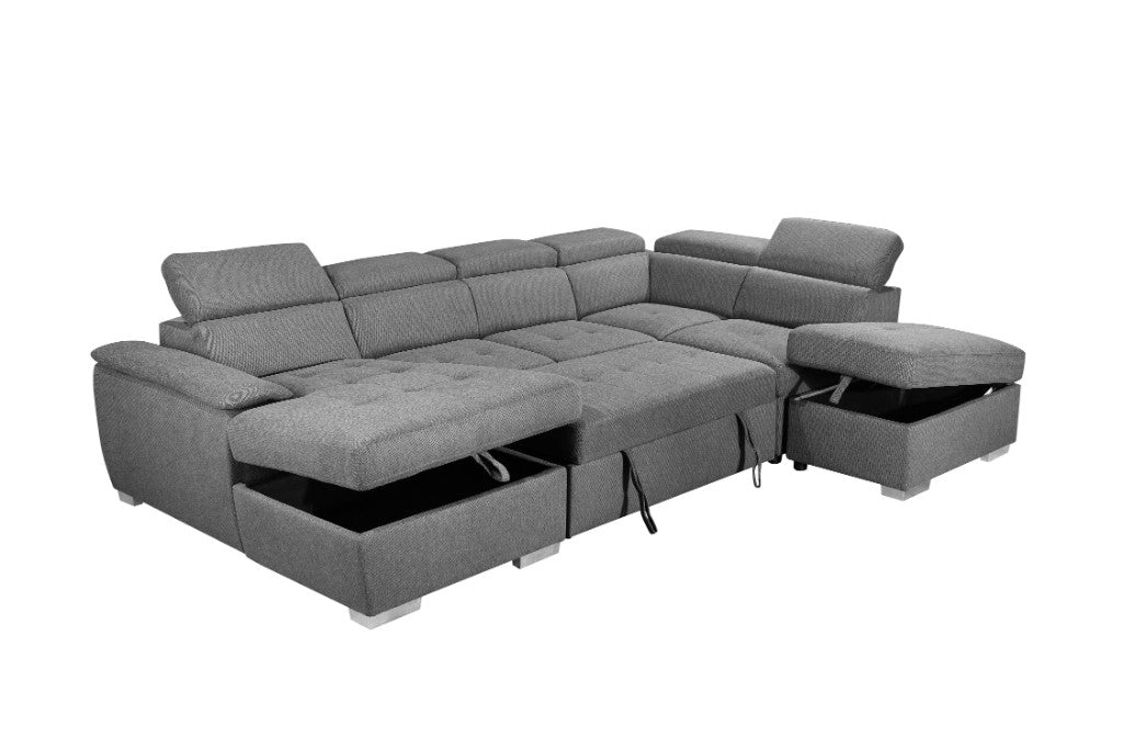 Madison 5 Seater Fabric Storage Sofa Bed Dark Grey