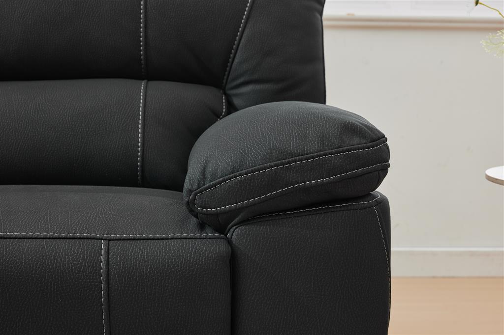 Dream Corner Black Fabric Manual Recliner Lounge with Console - Fabric Sofa Sydney
