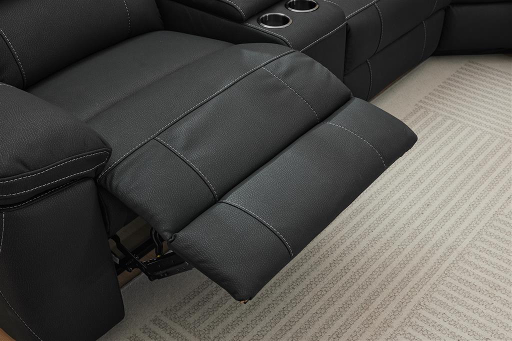 Dream Corner Black Fabric Manual Recliner Lounge with Console - Fabric Sofa Sydney