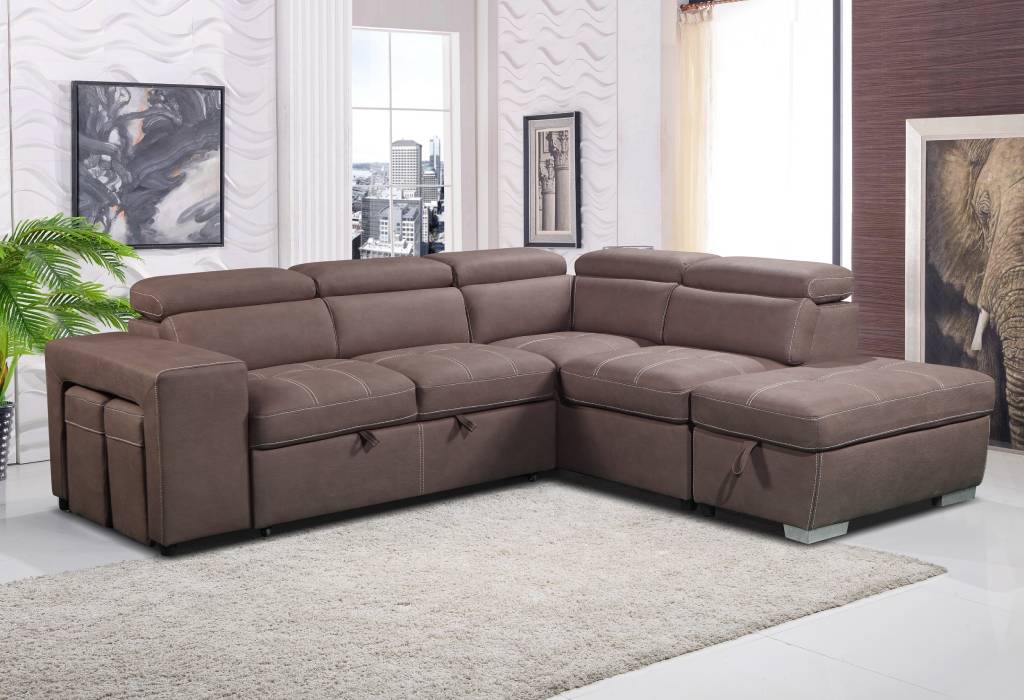 Portland 5 Seater Fabric Sofa Bed with Ottoman Storage