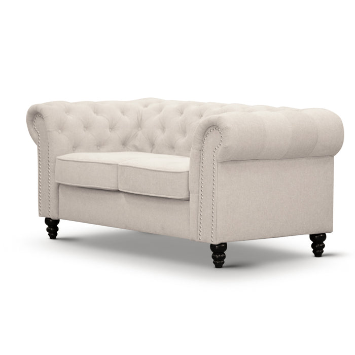 Charlotte 2 Seater Chesterfield Beige Sofa