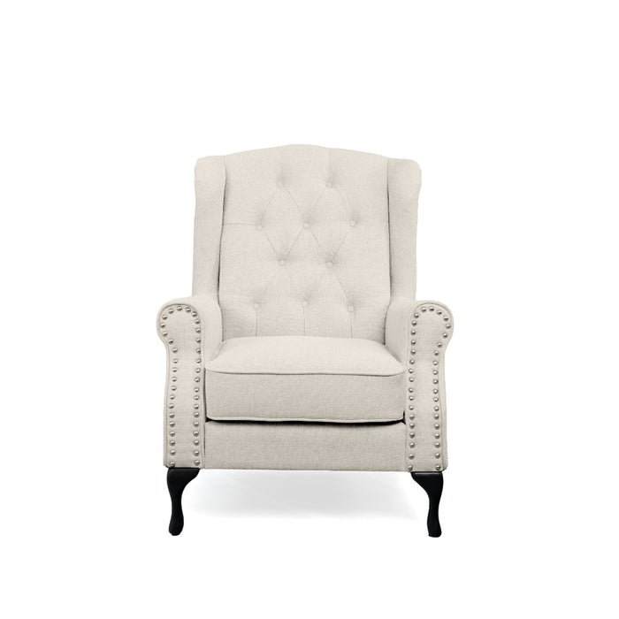 Tagon Chesterfield Wing Armchair, Beige