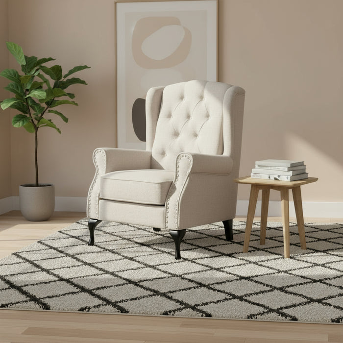 Tagon Chesterfield Wing Armchair, Beige
