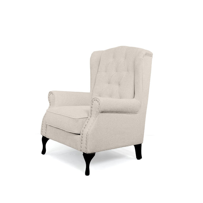 Tagon Chesterfield Wing Armchair, Beige