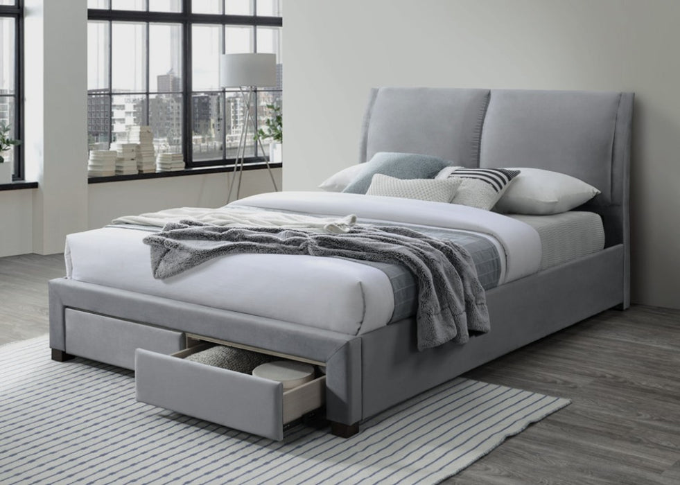 Grey Ava Queen Bed Frame with Drawers