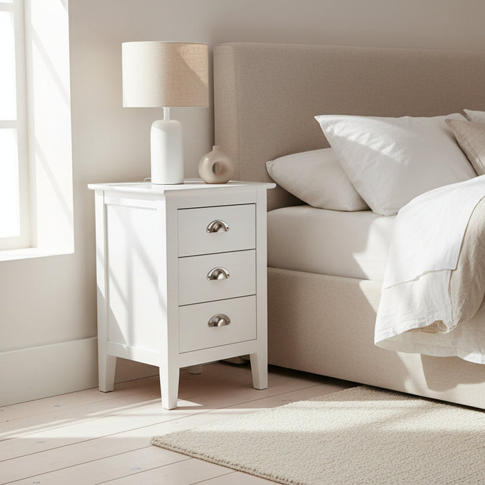 Ningbo 3 Drawer Bedside, White