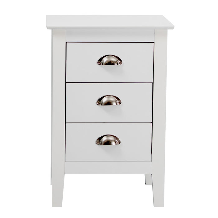 Ningbo 3 Drawer Bedside, White